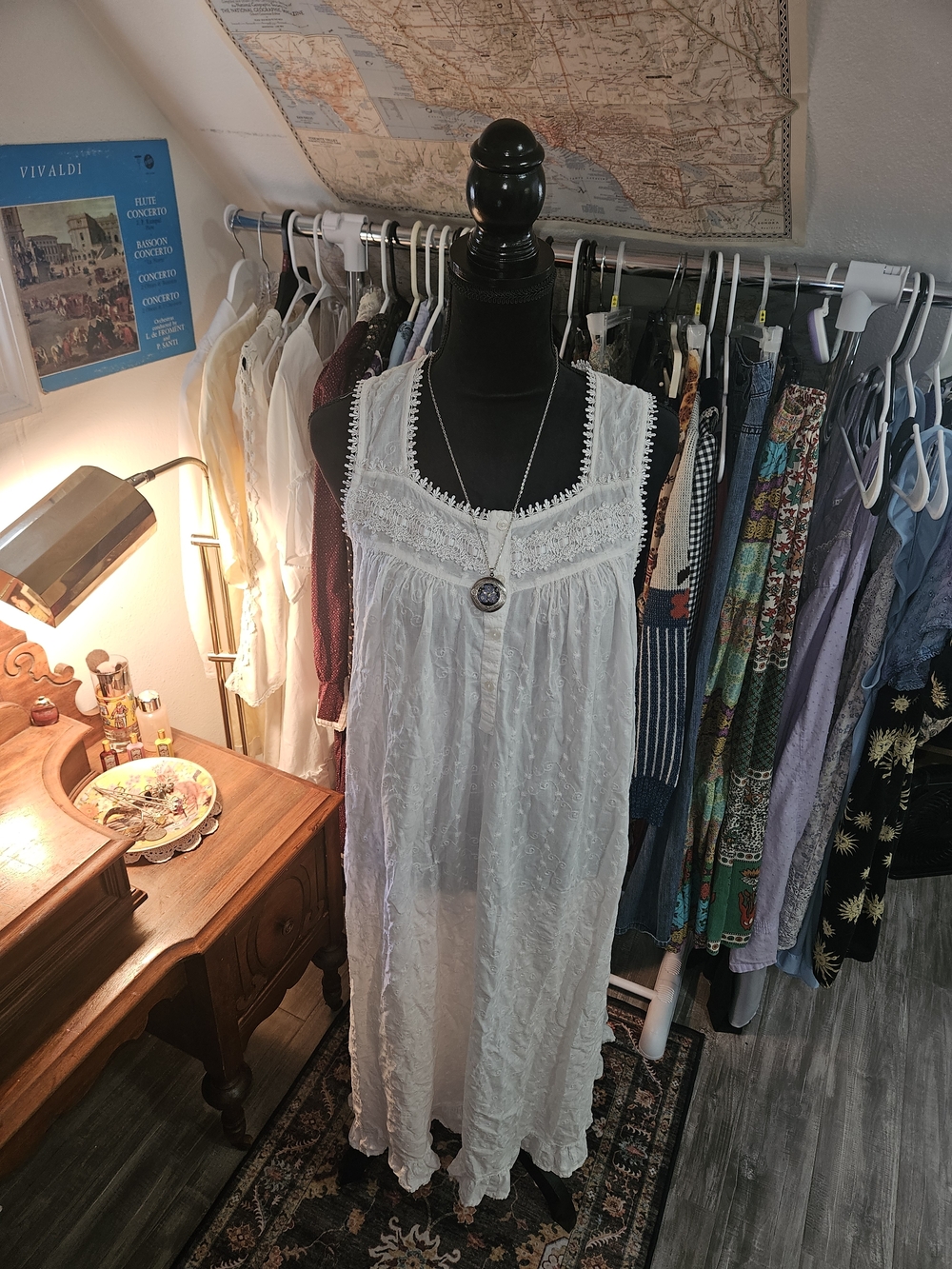 White Lace Cotton Nightgown